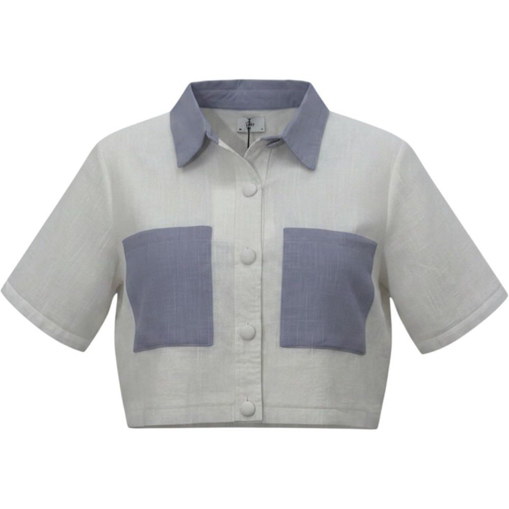 Yellow the Label Cropped Top White SM Button Down Petra Recycled Linen Oversized